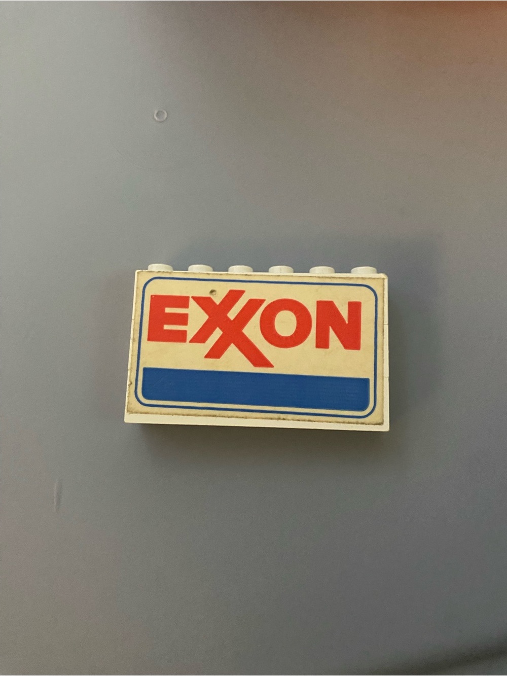 EXXON Branded Toy Brick Sign - Red, Blue & White